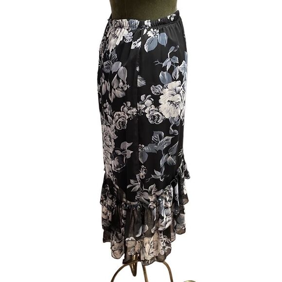 COUNTERPARTS Womens Floral Midi Skirt Ruffled Fairy Goth Size Small Asymmetrical - Picture 4 of 8